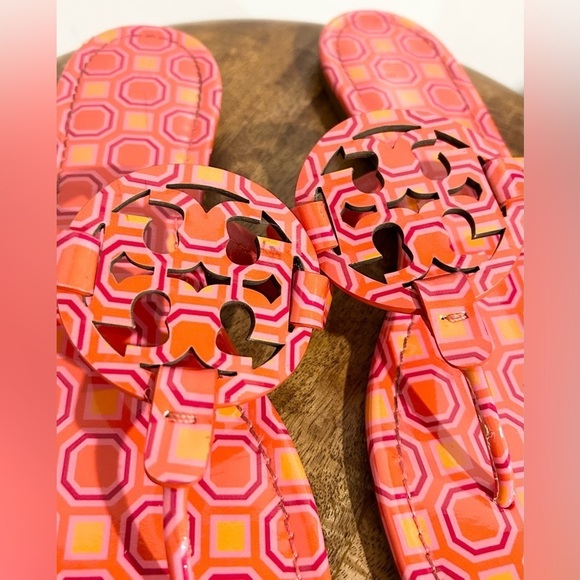 Tory Burch Patent Miller Sandal Vivid Orange Octagon Square 11 - Picture 4 of 9